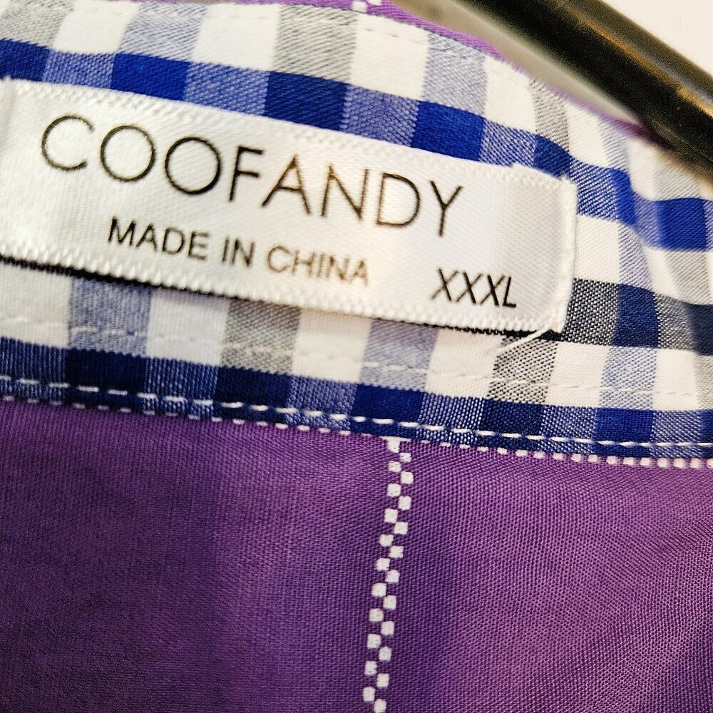 Coofandy VTG Men's Lilac Casual Shirt Contrasting Turn Back Cuffs Size XXXL - Picture 5 of 6